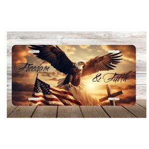 Freedom Faith Lice AMERICAN FLAG PATRIOTIC Car License Plate Auto Tag 6" x 12"
